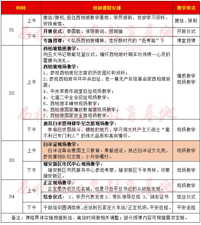 西柏坡黨員干部培訓(xùn)4天方案