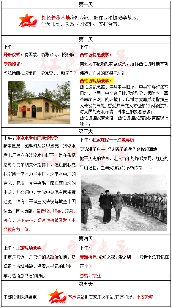 學(xué)習(xí)、弘揚(yáng)西柏坡精神5天方案