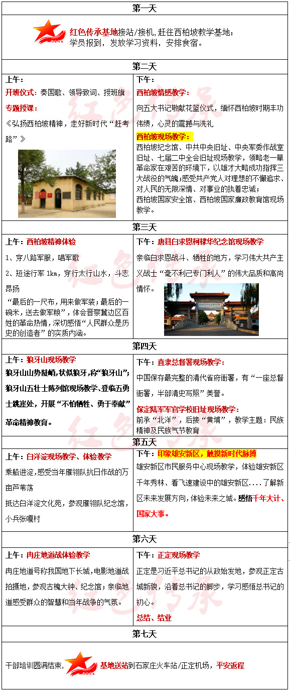 西柏坡精神培訓7天方案